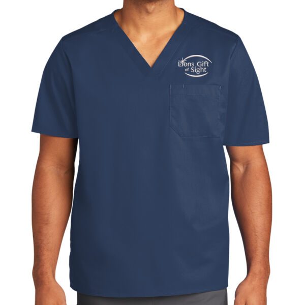 WonderWink Unisex WorkFlex Chest Pocket V-Neck Top - Embroidered Logos Thumbnail